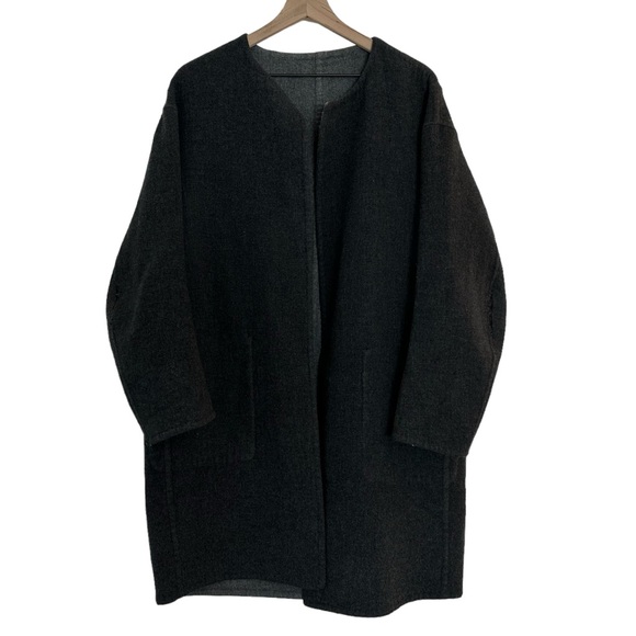 VINCE Reversible Wool-Cashmere Coat / Black & Grey / - Picture 3 of 9